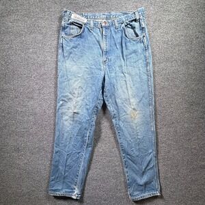 Vintage GK Team Wear Jeans Men's 38x34 Blue Denim Straight Leg Outdoor Workwear